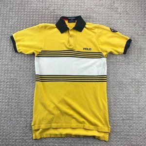 Vintage Polo Sport Ralph Lauren Shirt Men XL Yellow White Black Color Block USA